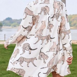 Leopard button down dress or coverup